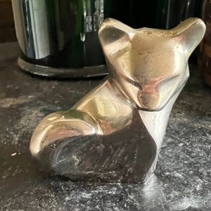 Vintage DANSK SOH Silver-plated Cat/Fox Paperweight